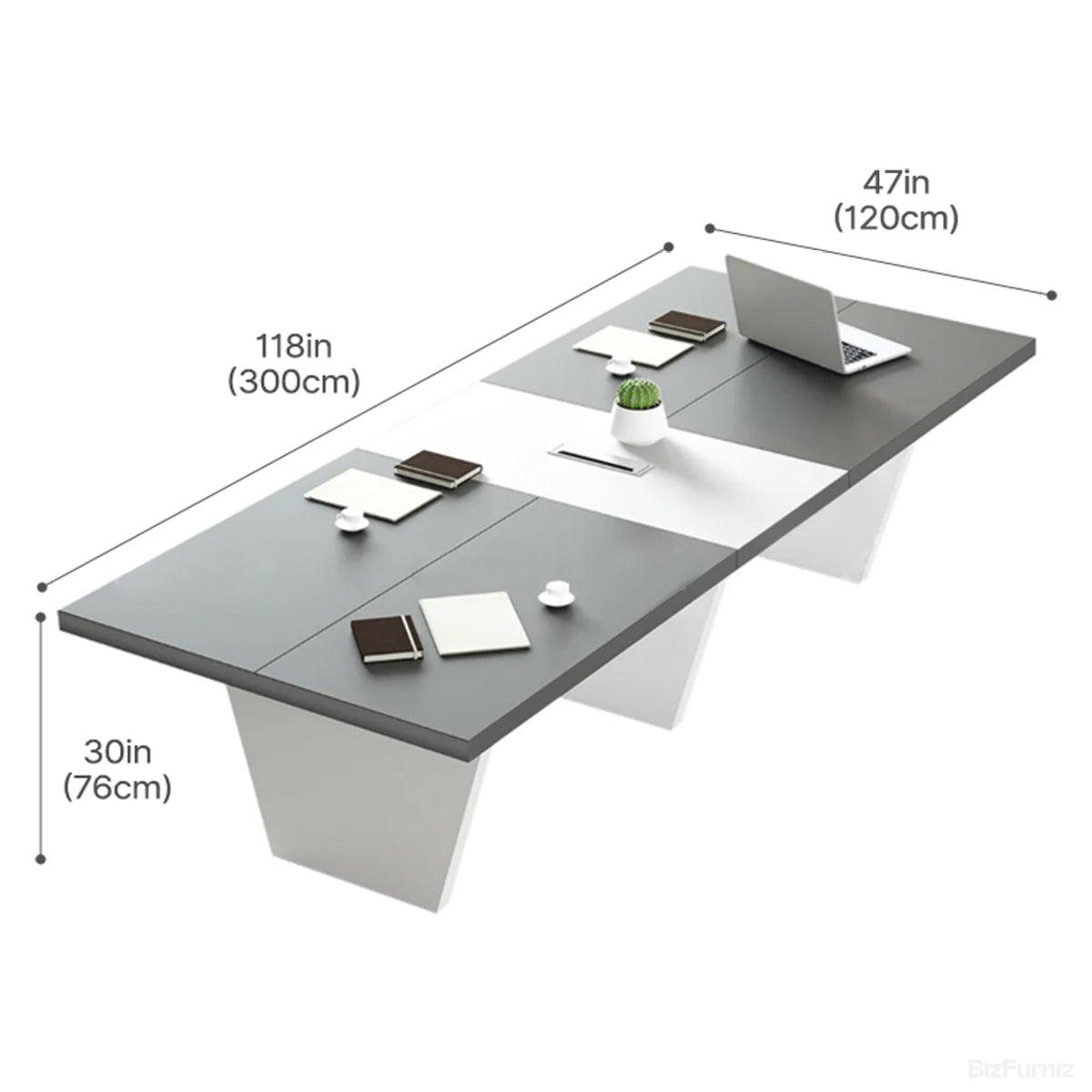 118" Rectangular Conference Table for 6-10 People, front view