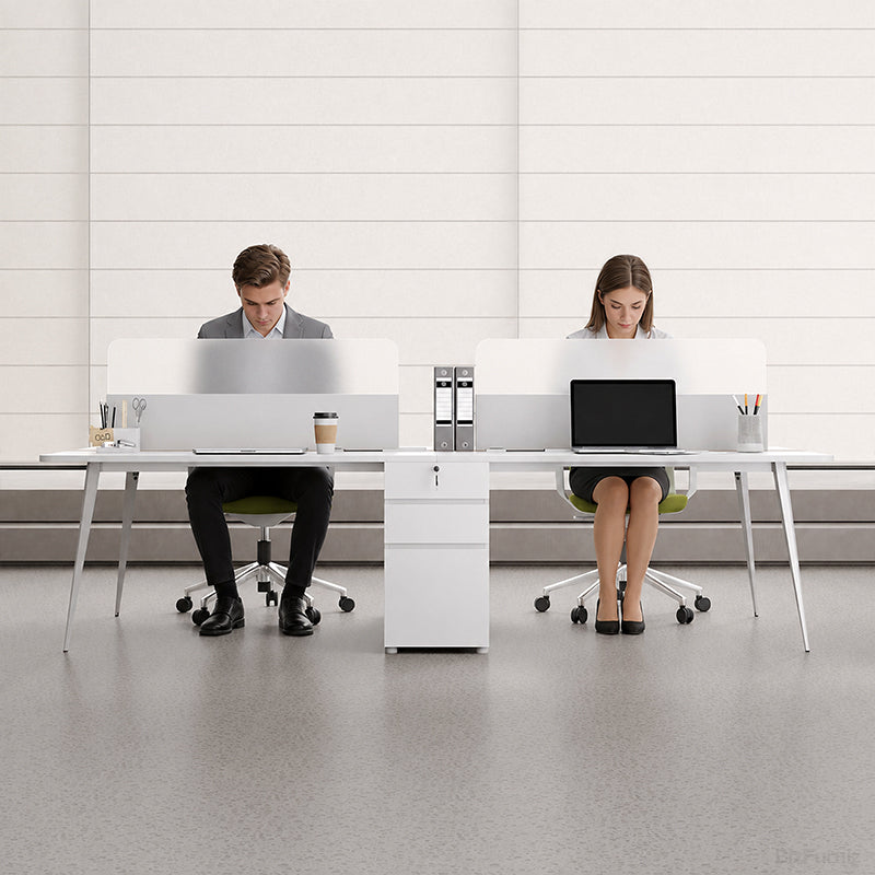 120" L 4-person Modular Office Desk, height adjusted view