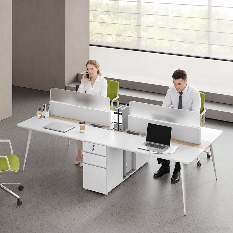 120" L 4-person Modular Office Desk, top down view