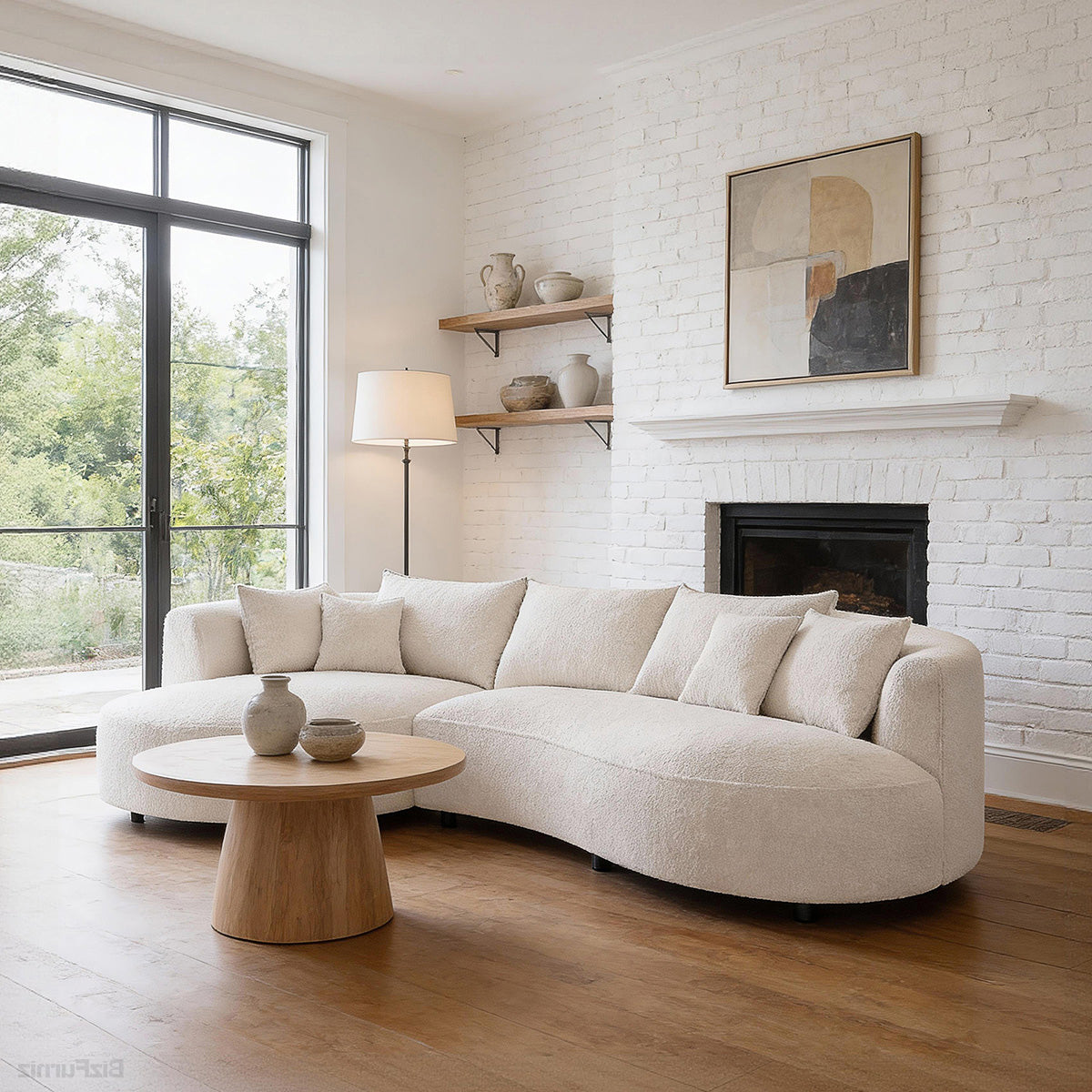 126" Curved Sectional Sofa, side profile