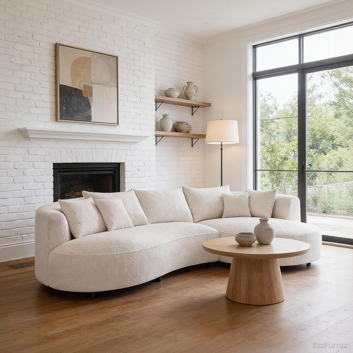 126" Curved Sectional Sofa, leg and base detail
