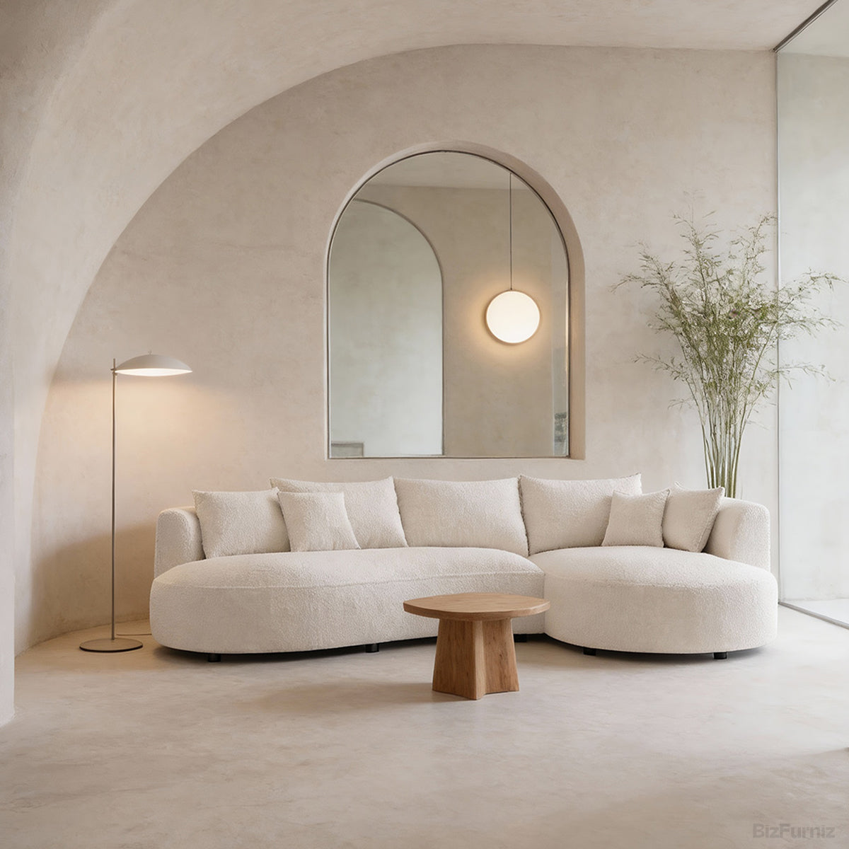 126" Curved Sectional Sofa, close up of the upholstery