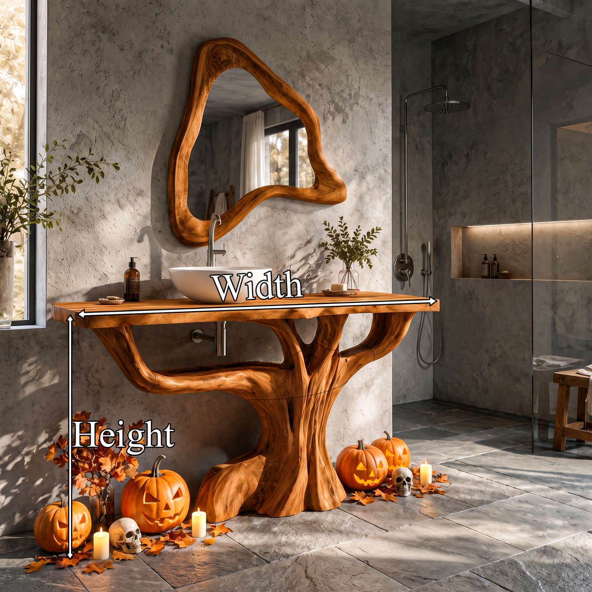 Contemporary Halloween Single Bathroom Vanity With Branch Inspired Base For Bathroom SINLKIBRV343