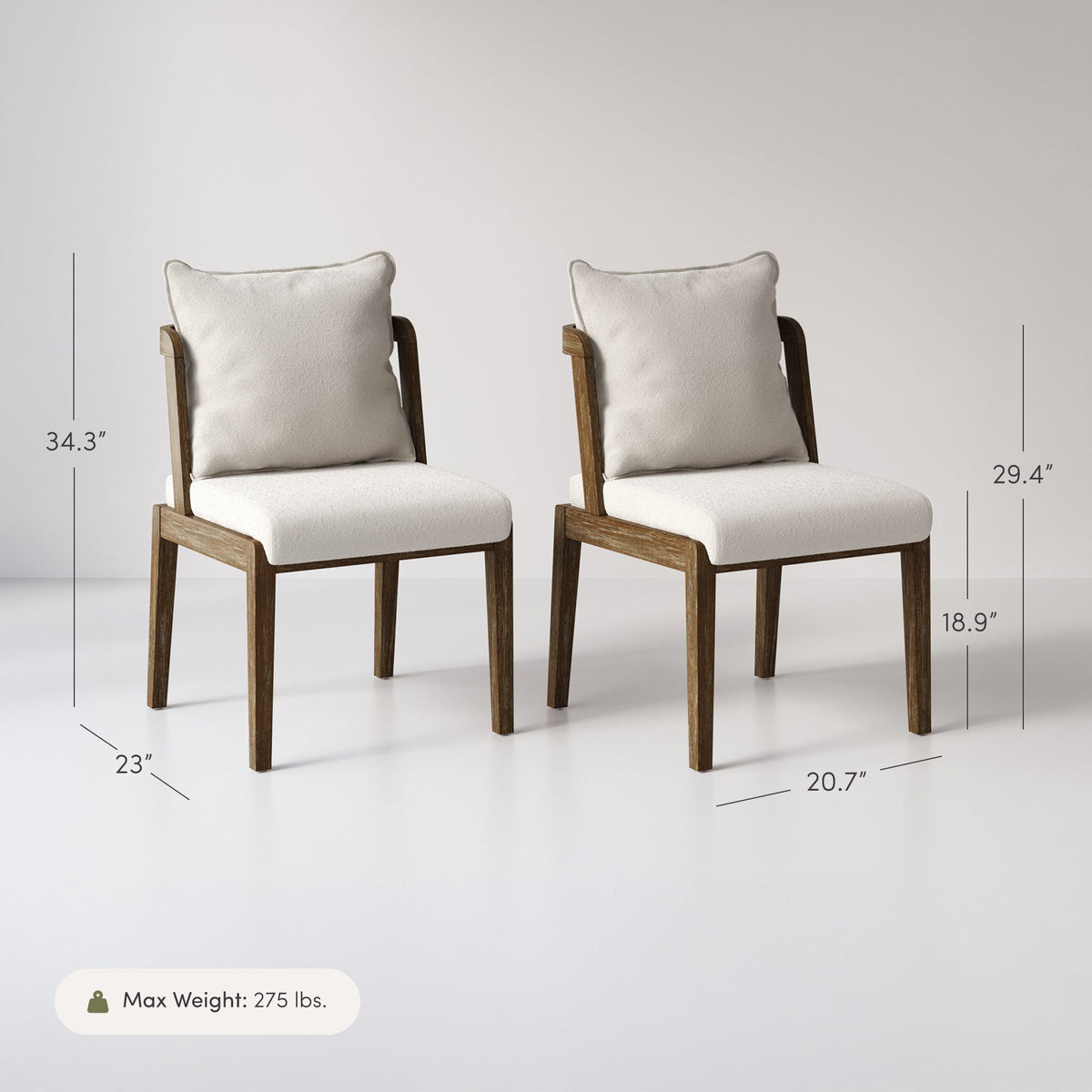 Scandinavian Dining Chair with Back Dark Brown (Set of 2)
