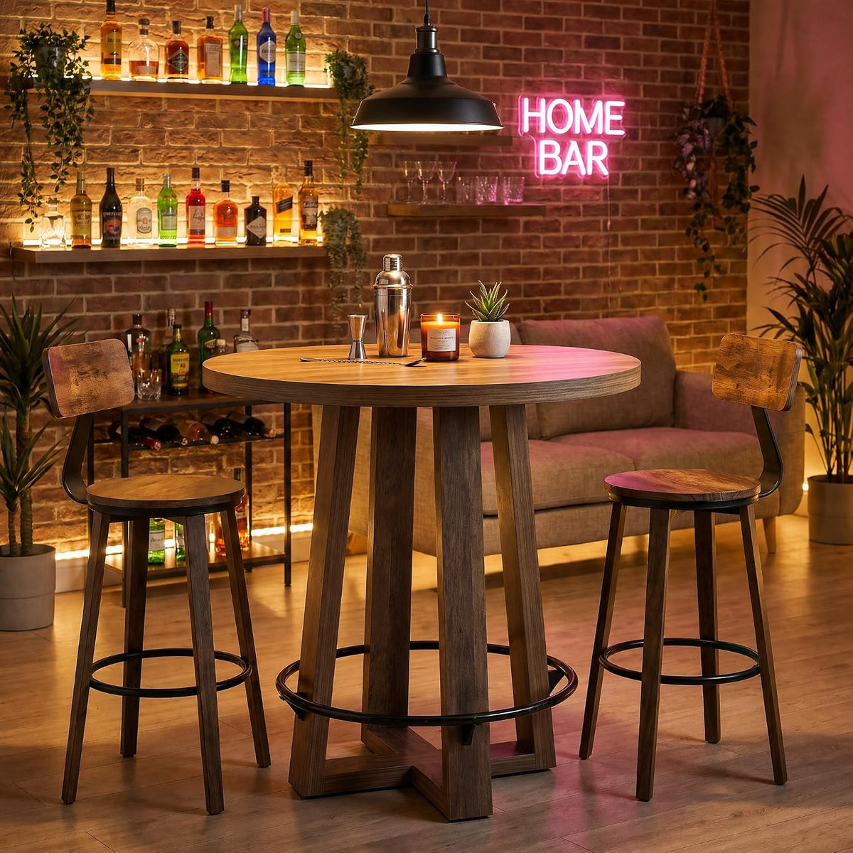 31" Round Counter Height Dining Table, angled three quarter view