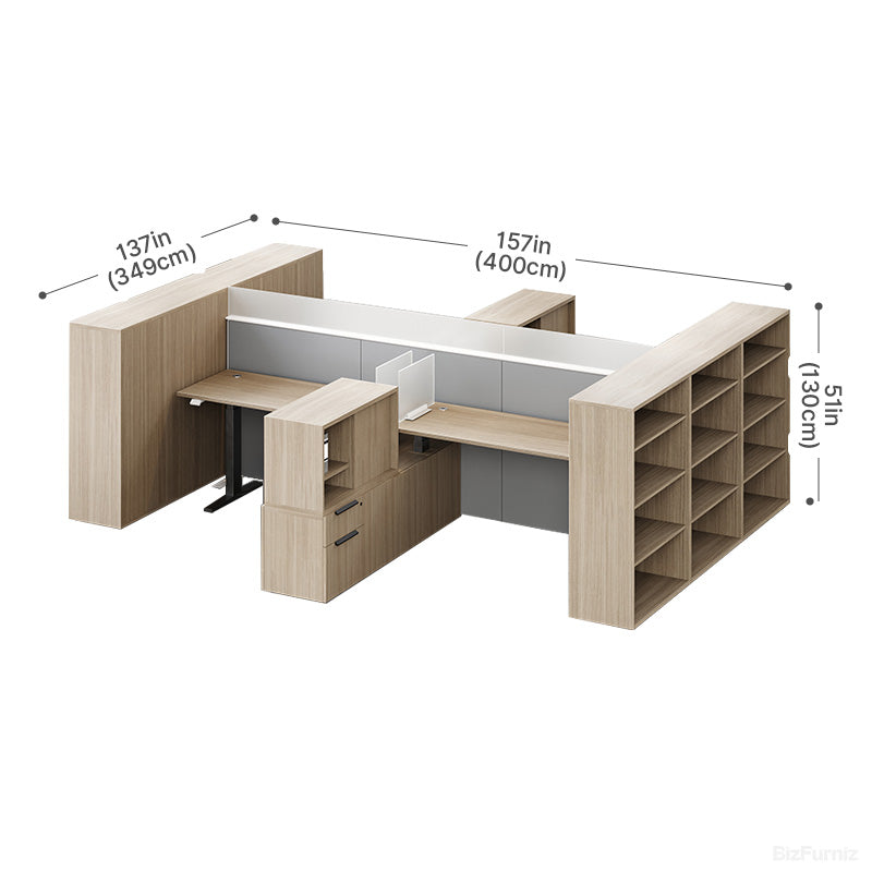 4-person Height-Adjustable Workstation Desk, leg and frame detail