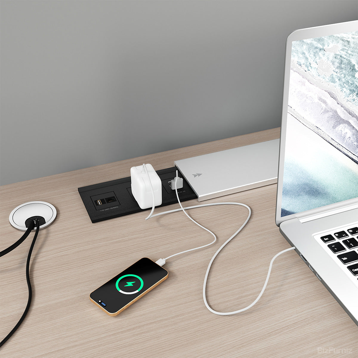 6-person Sit-to-Stand Office Desk, leg and frame detail
