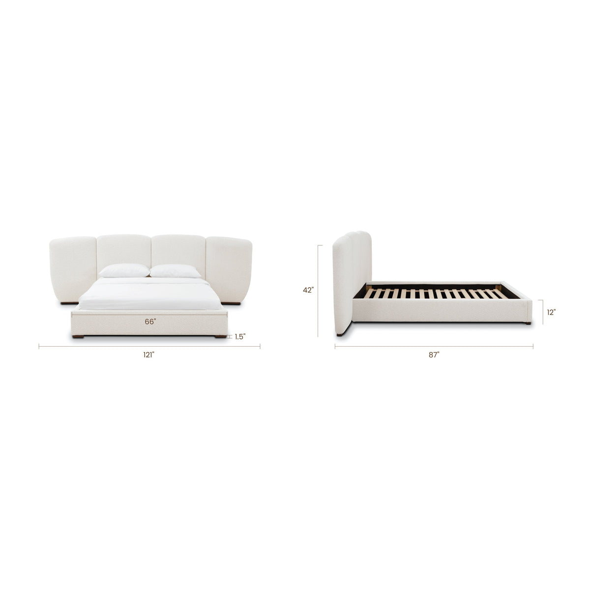 Acadia Pine Bed, Froth White Boucle, Queen