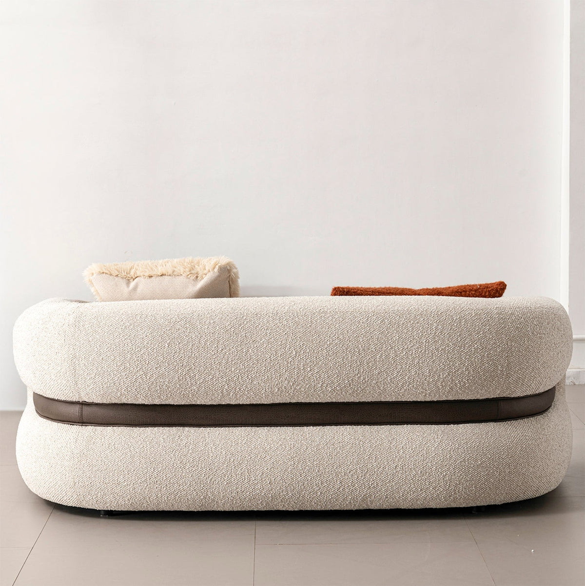 Cream Boucle Fabric 2 Seater Sofa CURLY