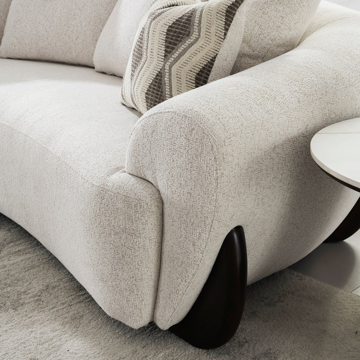 Cream Mixed Weave Fabric 1 Seater Sofa SWOOP