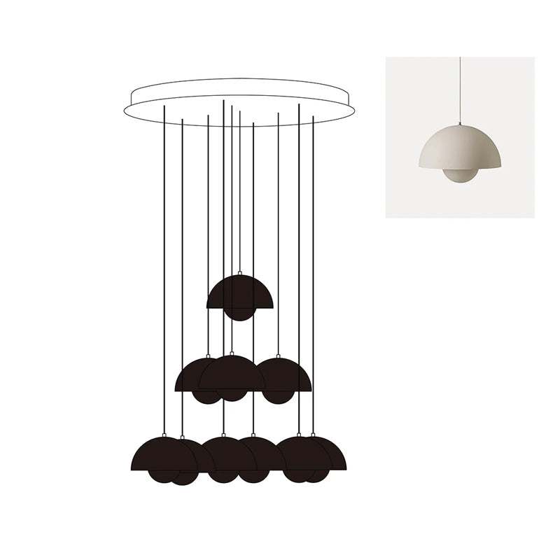 Duo Dome Ten-Light Chandelier