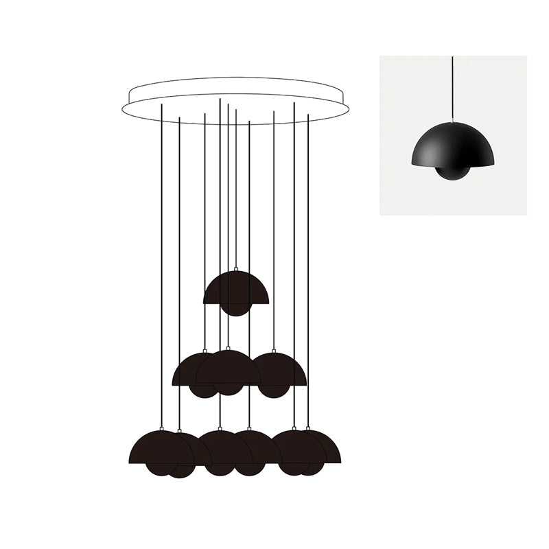 Duo Dome Ten-Light Chandelier