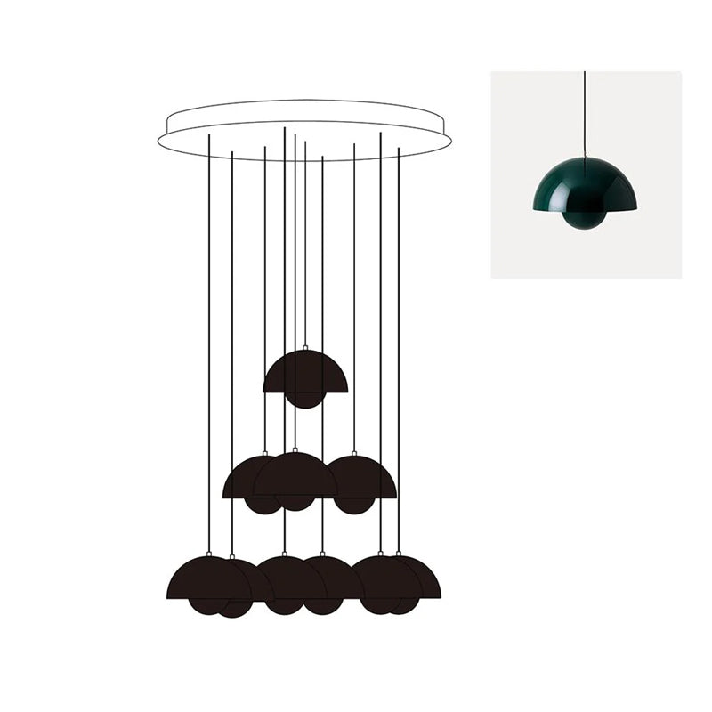Duo Dome Ten-Light Chandelier