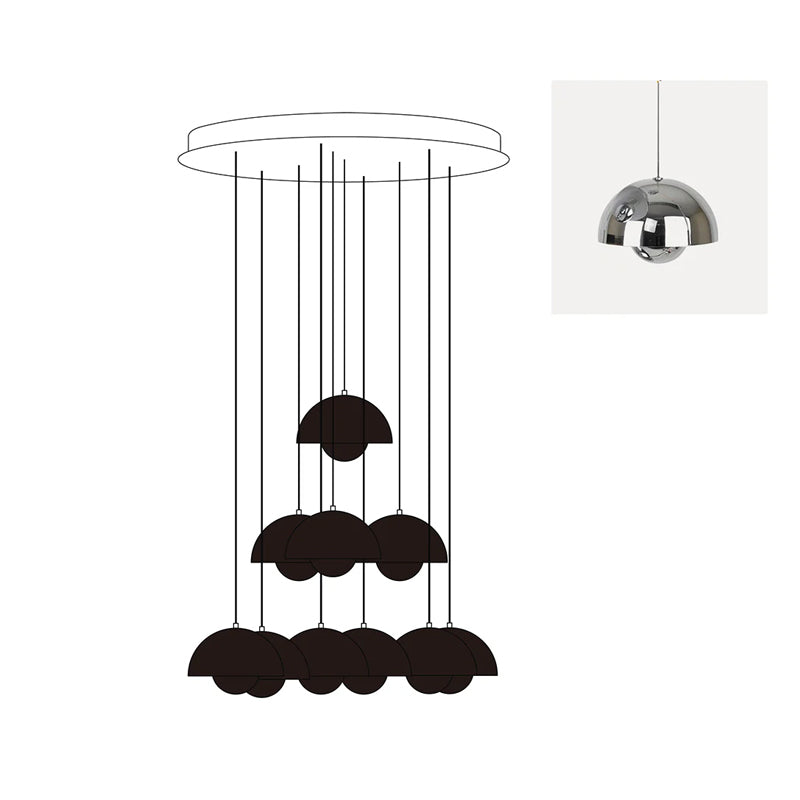 Duo Dome Ten-Light Chandelier