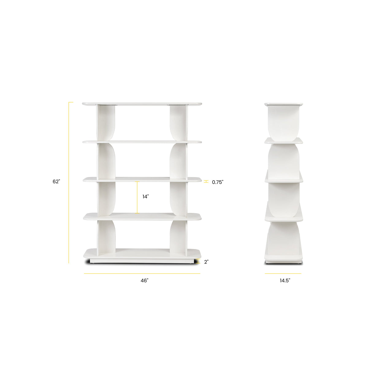 Padua 62" Engineered Wood Bookshelf, Ivory White