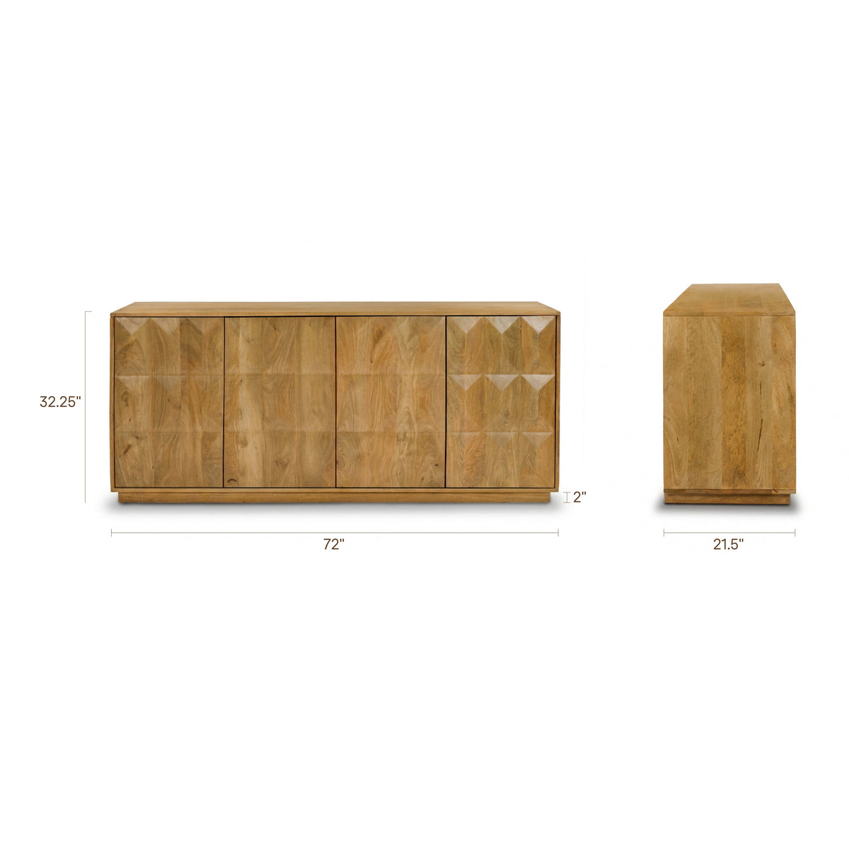Laso Mango Wood Sideboard (72"), Natural