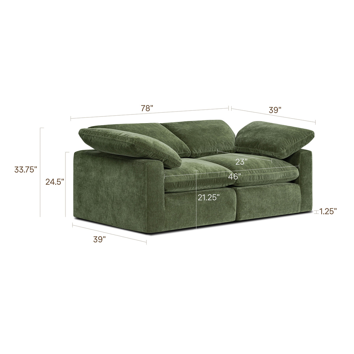 Aspen 2-Seat Modular Sofa in Sagano Green
