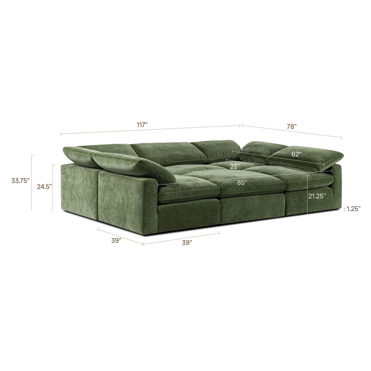 Aspen 6-Seat Pine Pit-Sectional, Sagano Green