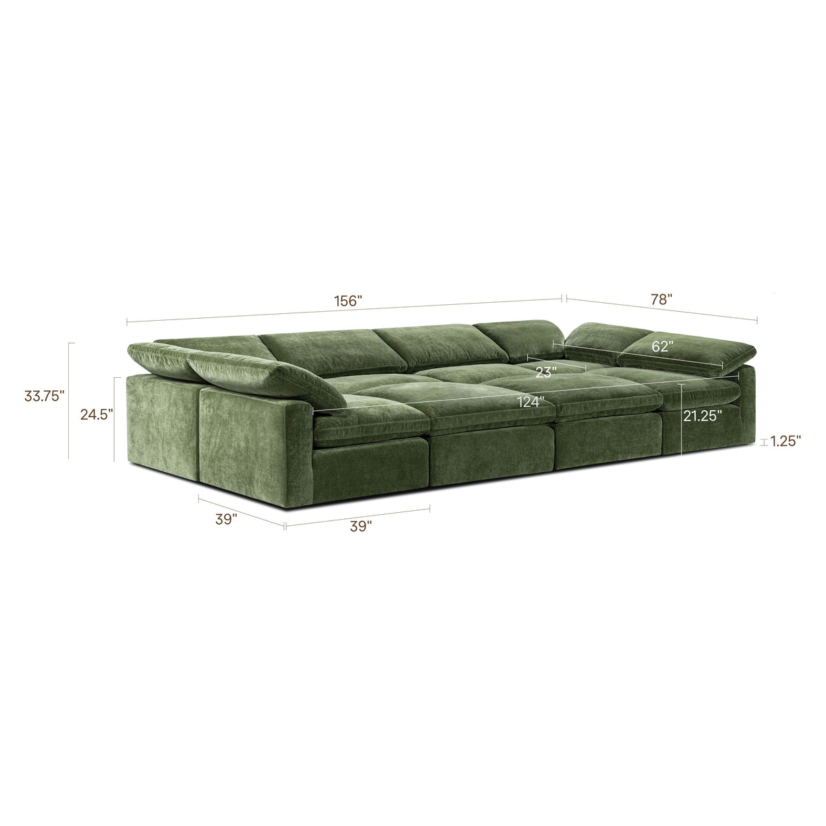 Aspen 8-Seat Master Pine Pit-Sectional, Sagano Green