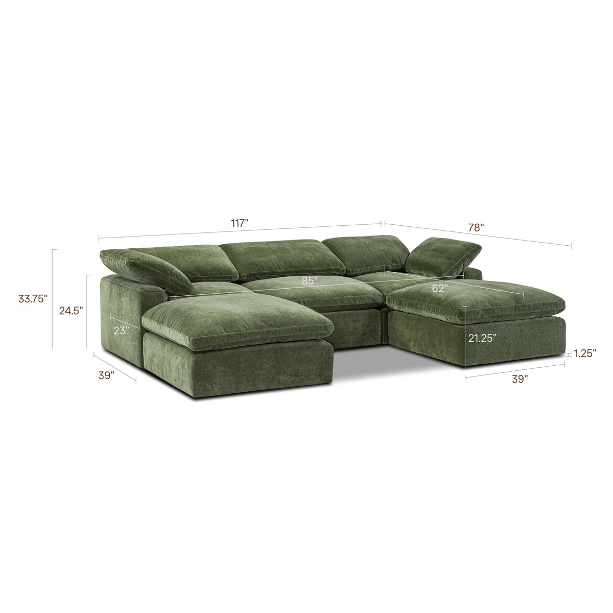 Aspen 5-Seat Modular Double Chaise Sectional