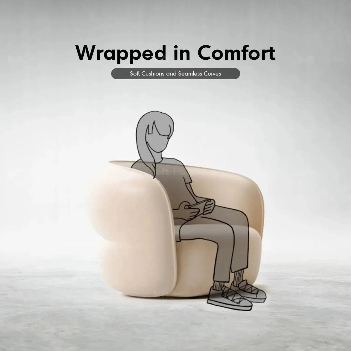 Minimalist Fabric 1 Seater Sofa POD