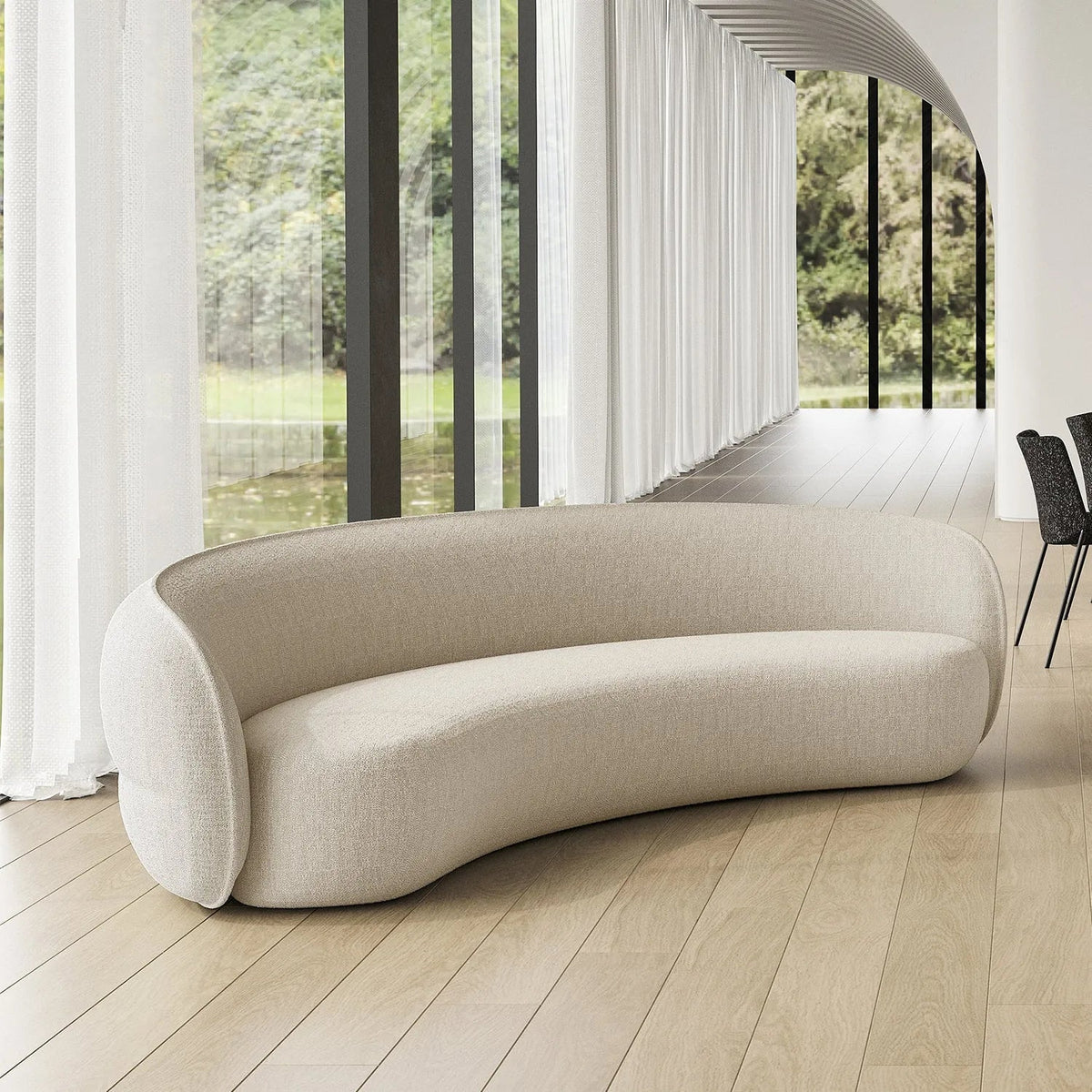 Minimalist Fabric Curved 4 Seater Sofa POD