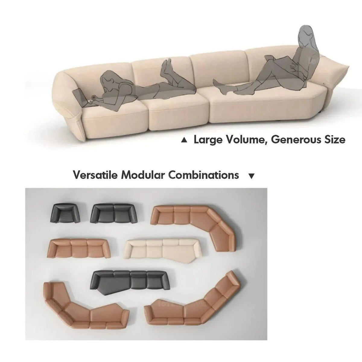Modern Mixed Weave Fabric Modular Chaise Sofa PETALS