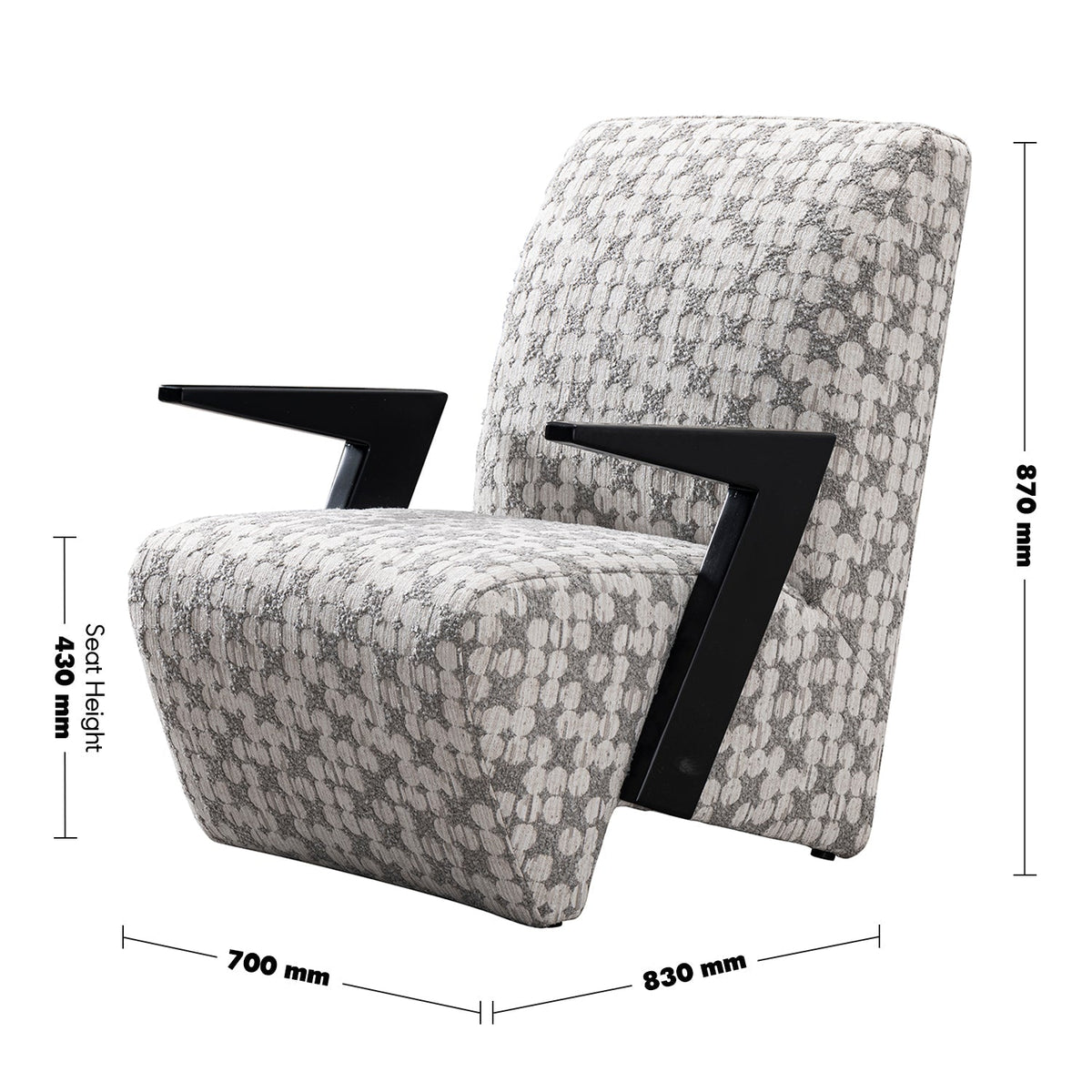 Modern Mixed Weave Fabric 1 Seater Sofa Chair SLANT
