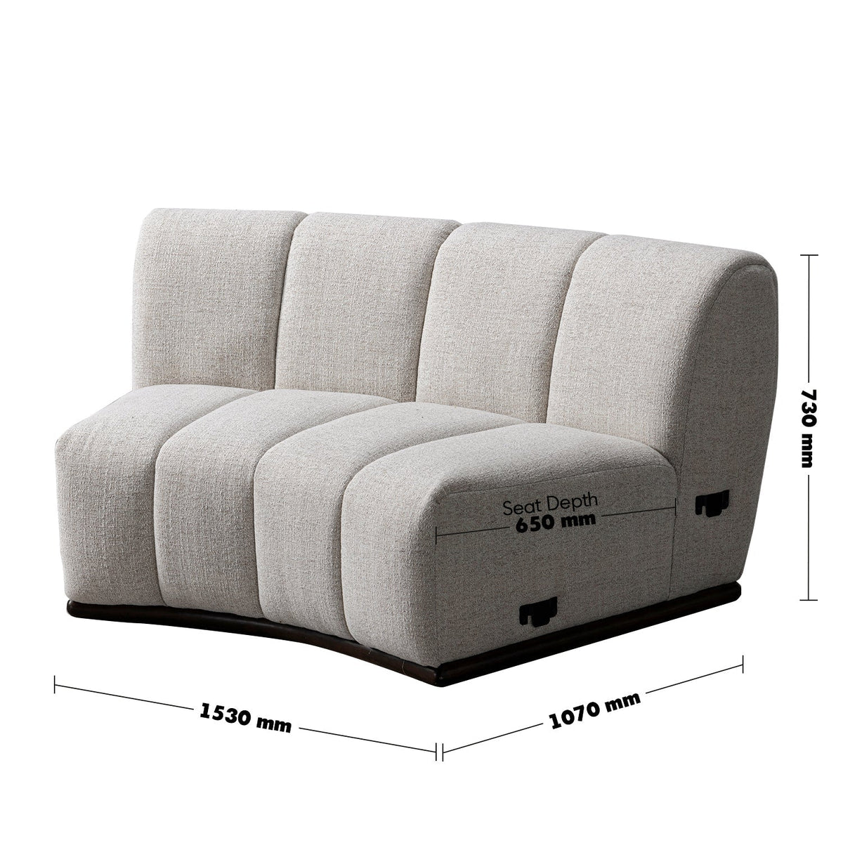 Modern Mixed Weave Fabric Modular Joint Connection 1 Seater Sofa BENTO