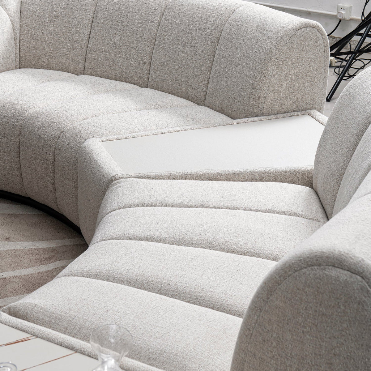 Modern Mixed Weave Fabric Modular Joint Connection 1 Seater Sofa BENTO