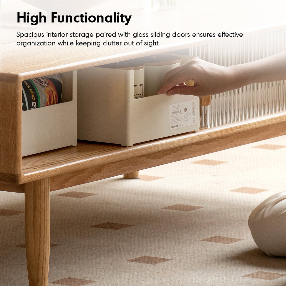 Scandinavian Oak Wood Sintered Stone Coffee Table VISTA