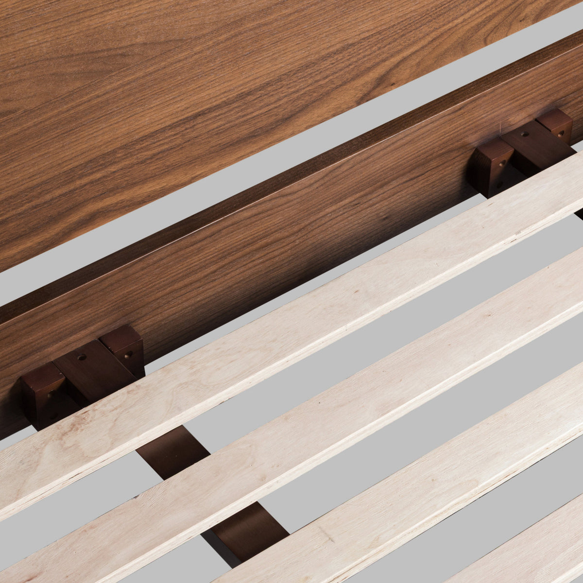 Aberdeen Walnut Bed, King, view from the foot of the bed