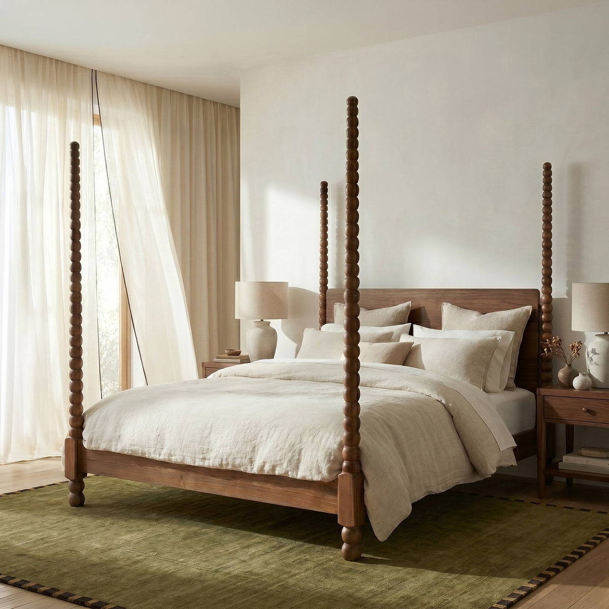 Aberdeen Walnut Bed, King, third styled room view
