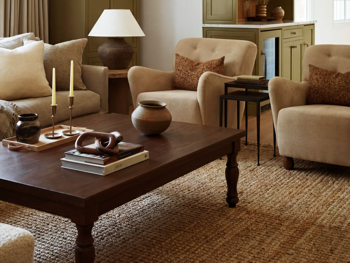 Abigail Coffee Table, sable, cropped detail