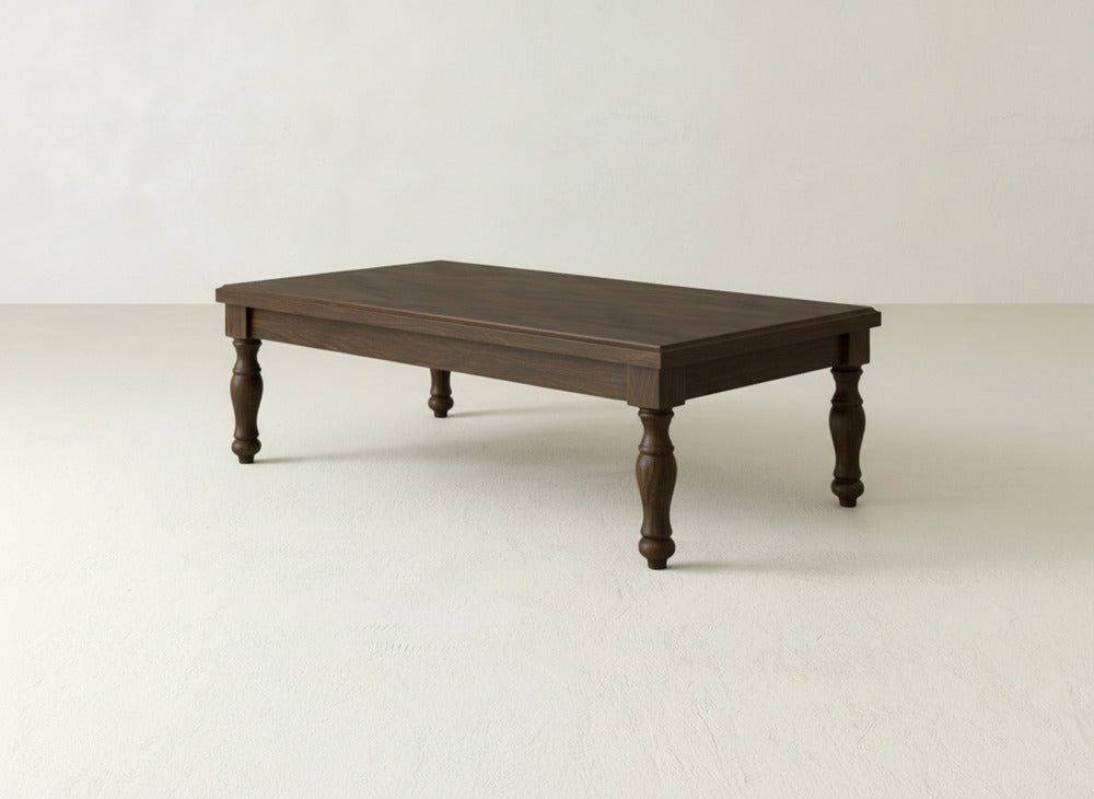 Abigail Coffee Table, Sable on Oak, cutout studio shot