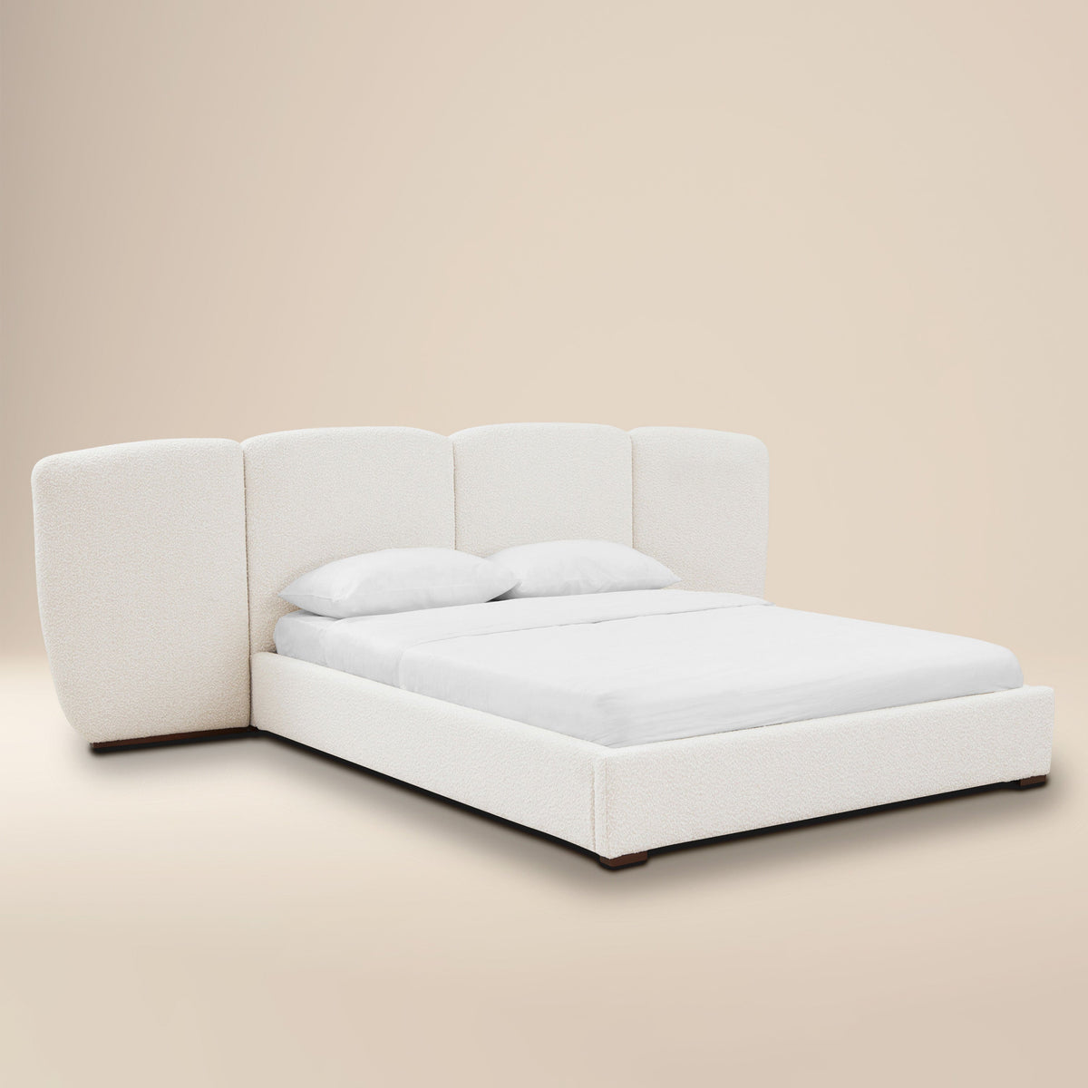 Acadia Pine Bed, Froth White Boucle, Queen, headboard detail