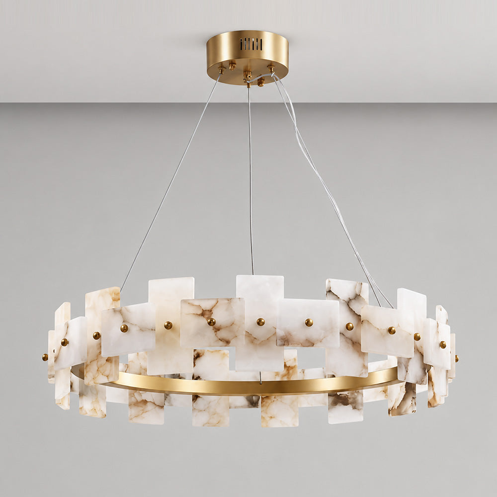 Aethelis Staggered Alabaster Chandelier, second side profile