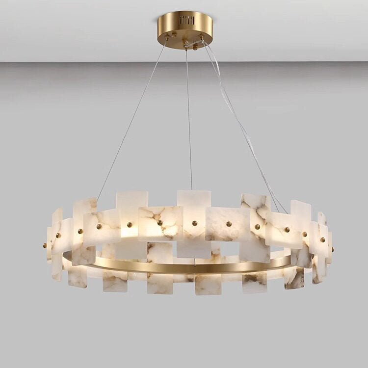Aethelis Staggered Alabaster Chandelier, second angled three quarter view