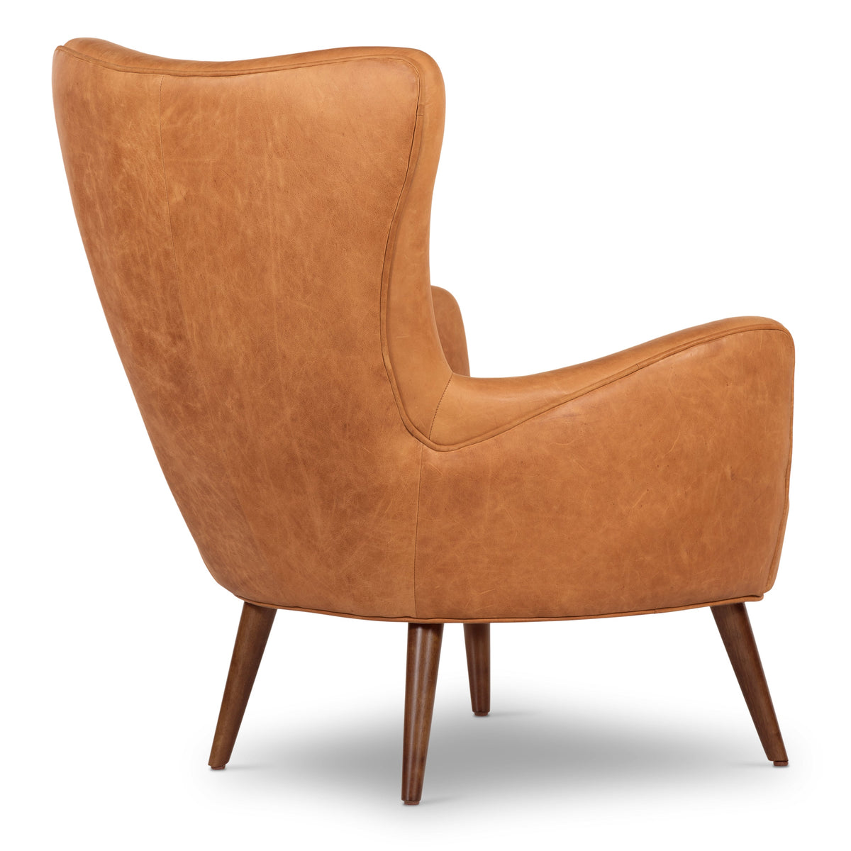 Aida Leather Lounge Chair, Cognac Tan, Set of 2, back view