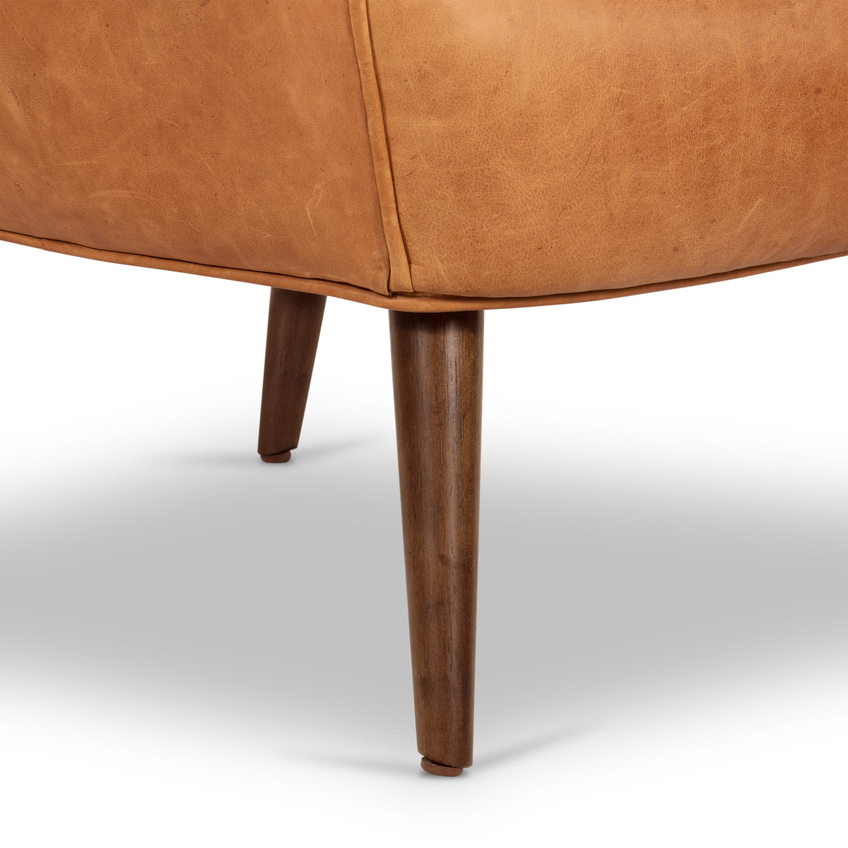 Aida Leather Lounge Chair, Cognac Tan, Single, full view in a seating arrangement