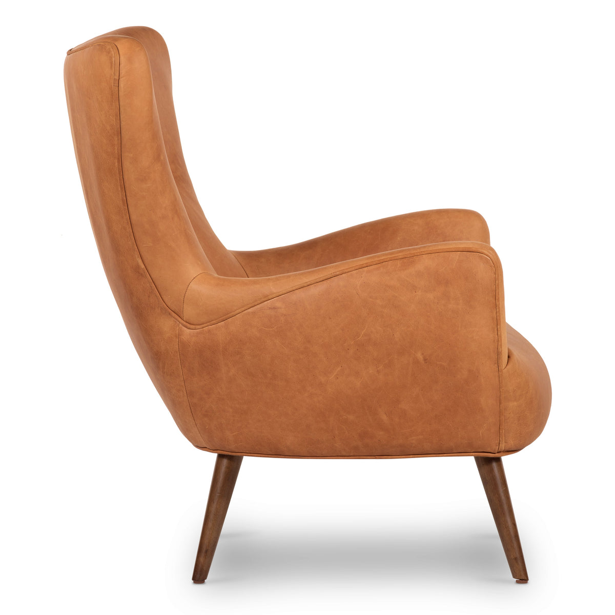 Aida Leather Lounge Chair, Cognac Tan, Single, armrest detail
