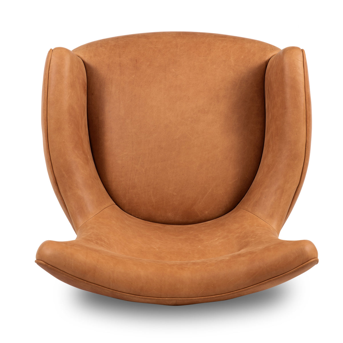Aida Leather Lounge Chair, Cognac Tan, Single, leg and base detail