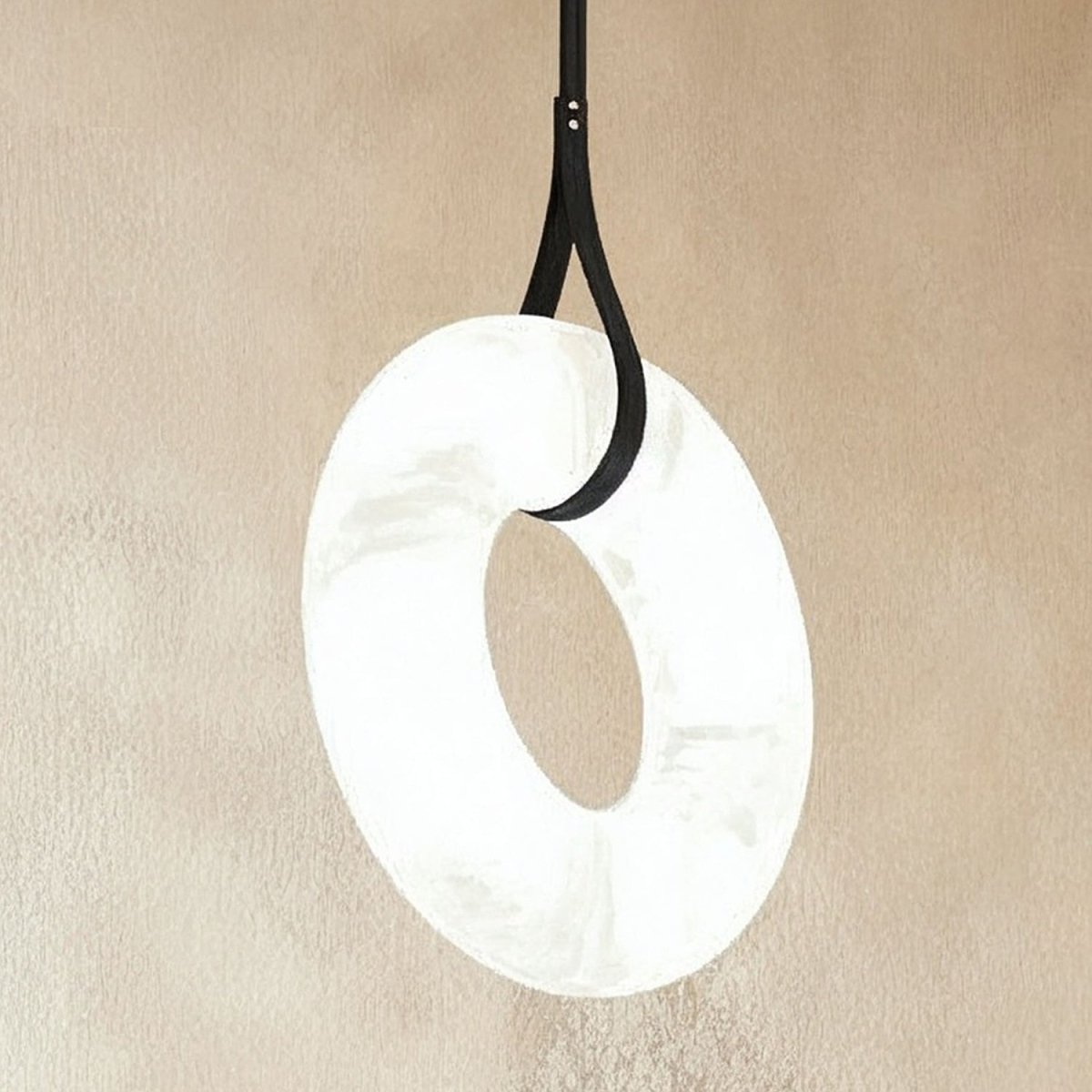 Aktis Alabaster Pendant Light, second unlit profile view