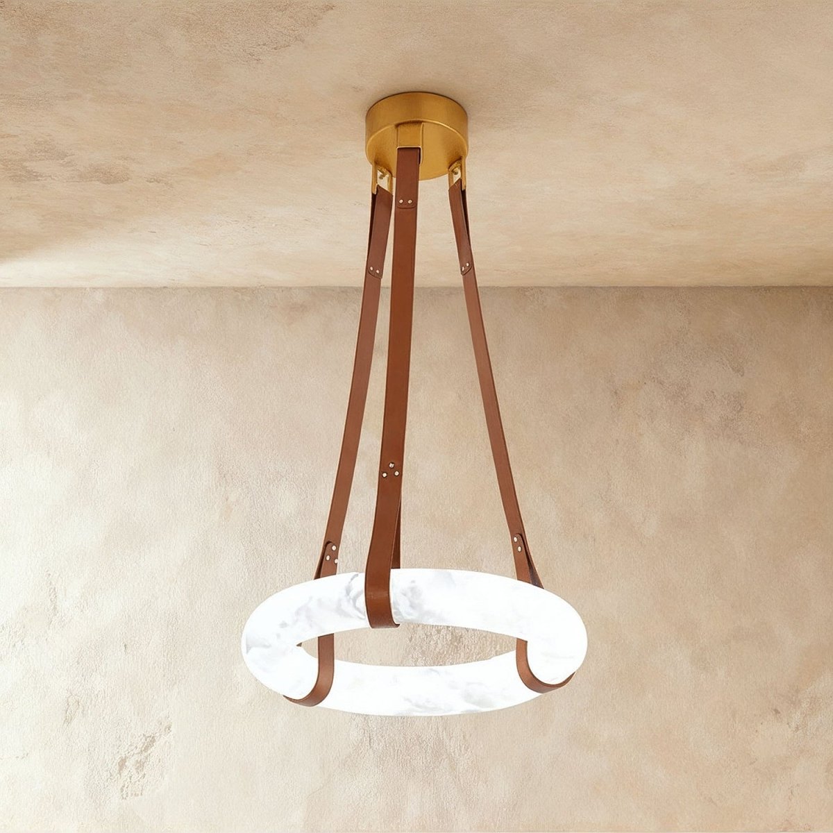 Aktis Alabaster Pendant Light, cord and ceiling canopy detail