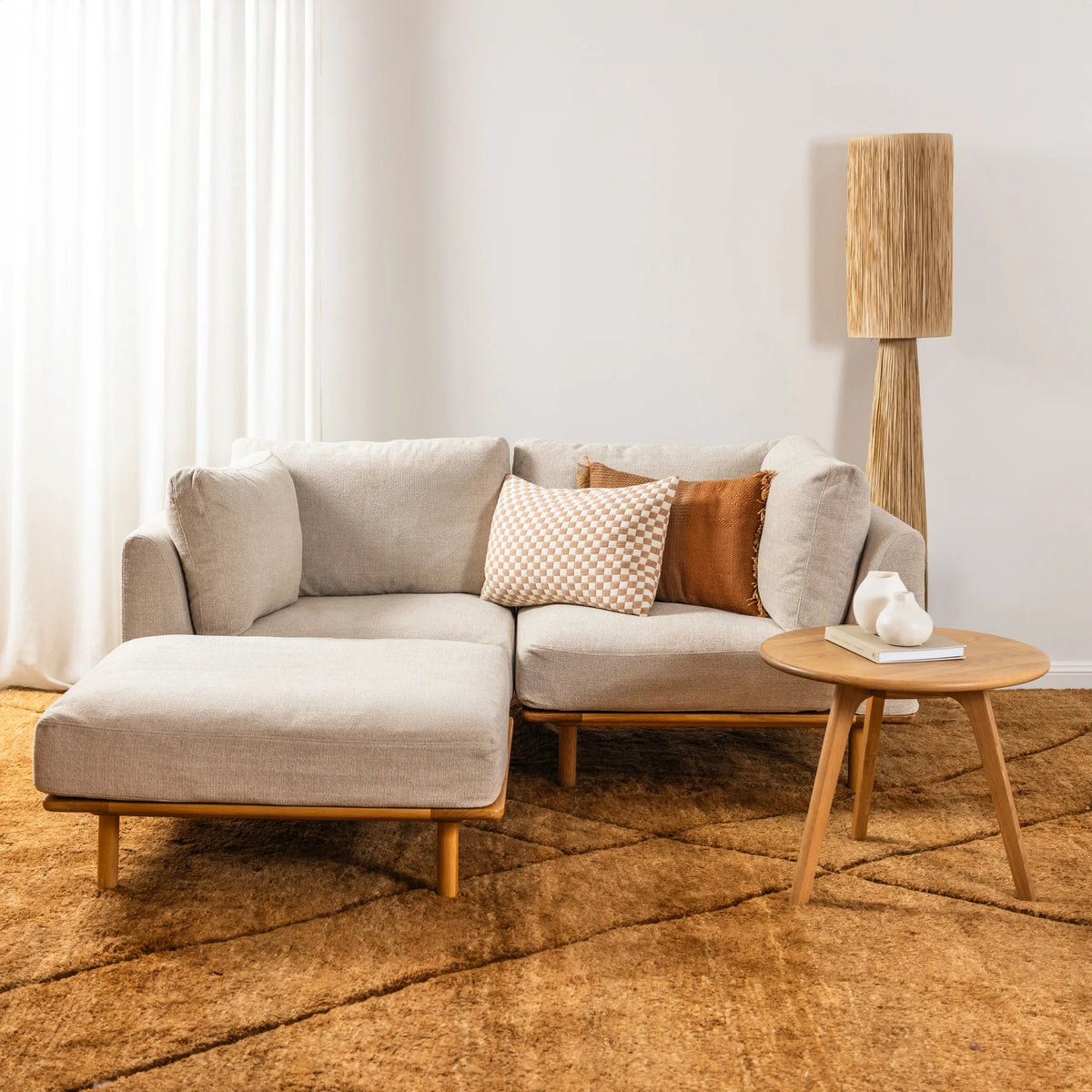 Anika Modular 2-Seater Chaise, Ivory Beige, styled in a real room