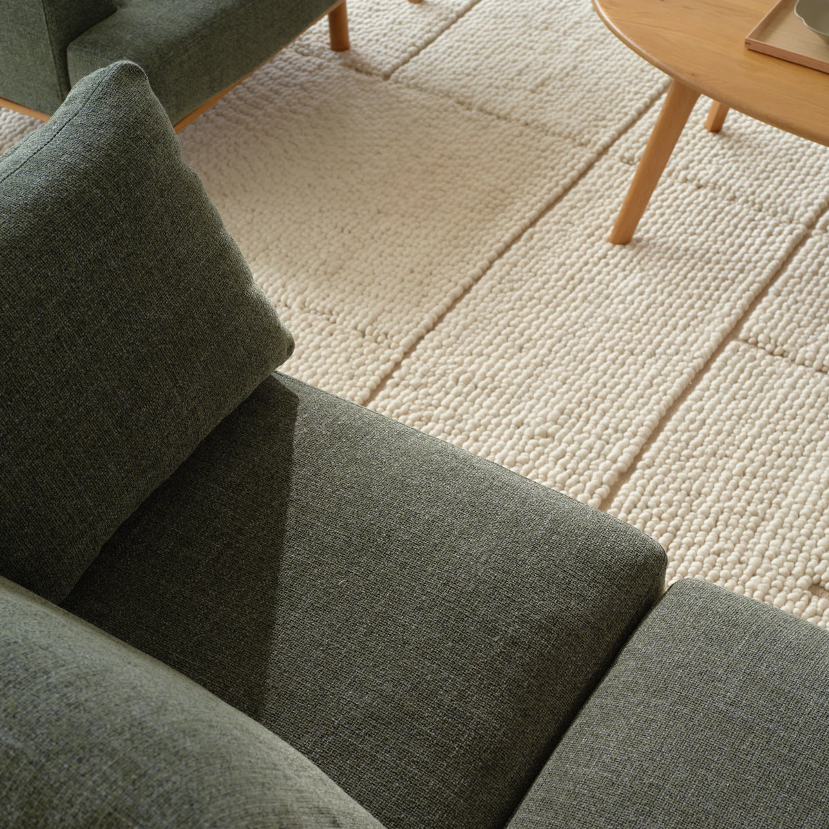 Anika Modular 2-Seater Sofa, Olive Green, fabric texture close up