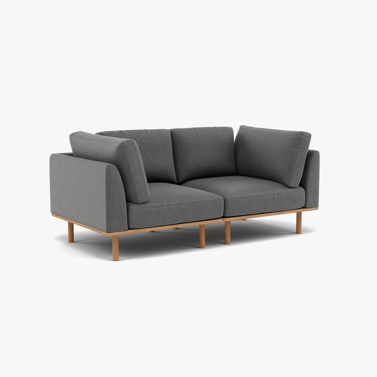 Anika Modular 2-Seater Sofa, Steel Gray, studio turntable view