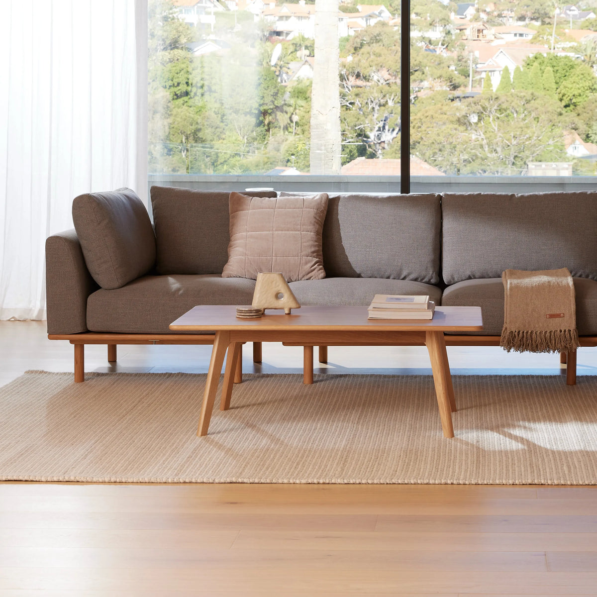 Anika Modular Sofa, steel grey, full length side view