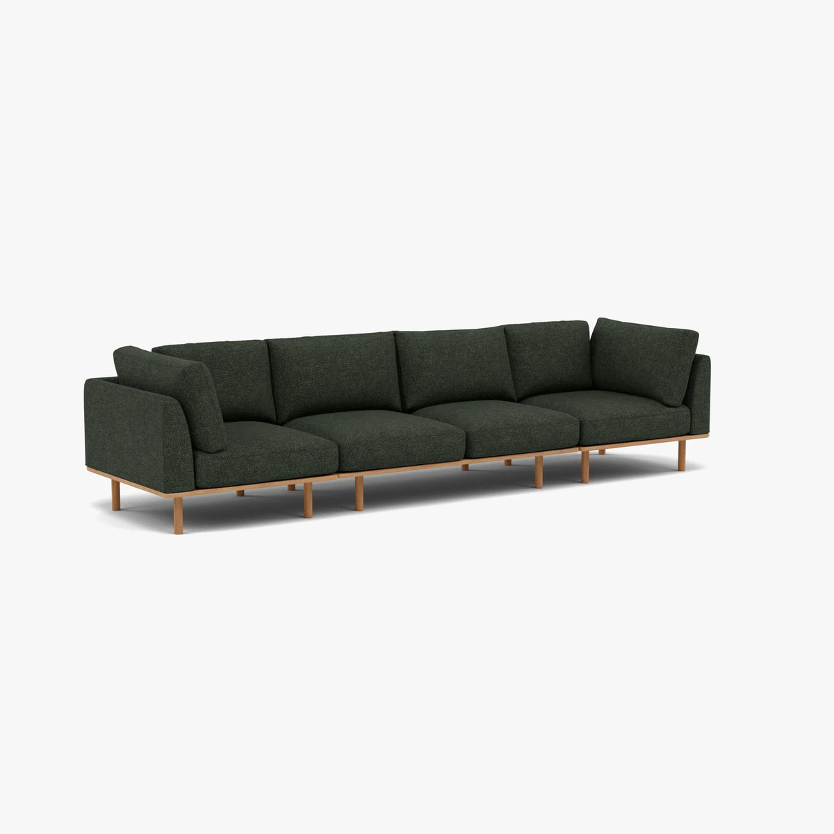 Anika Modular Sofa, olive green, full length side view