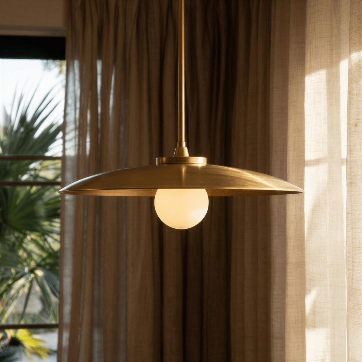 Apsis Metal Pendant Light, shown in scale within a hallway